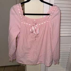 Romantic Cottagecore Pink 100% Cotton Peasant Blouse